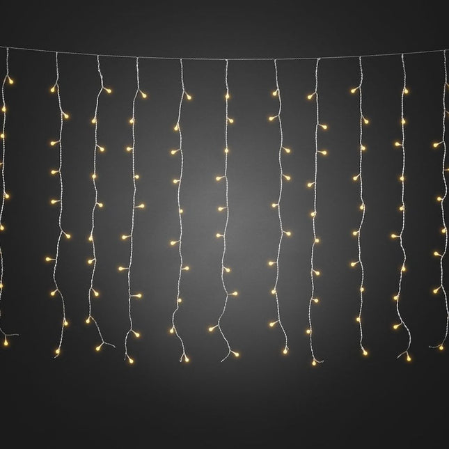 Lichtervorhang 3M x 1M mit 120 LEDs, Durchsichtig Kabel, Warm Licht, Verbindbar 15M für Außen
