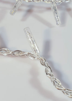 Lichtervorhang 3M x 1M mit 120 LEDs, Durchsichtig Kabel, Warm Licht, Verbindbar 15M für Außen