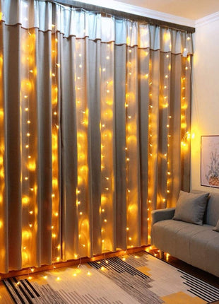 Lichtervorhang 3M × 3M mit 300 Premium-LEDs, Durchsichtig Kabel, Warm Licht, Verbindbar 15M, für Außen