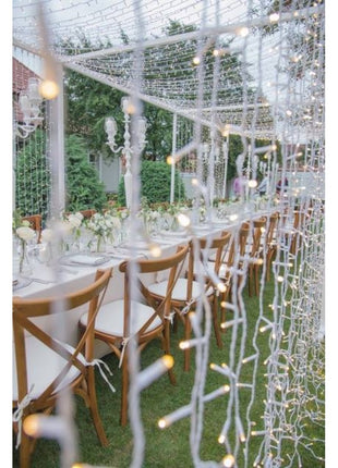 Lichtervorhang 2 × 3m mit 925 Premium-LEDs, Weißes Kabel, Warm Licht, Verbindbar 4M, für Außen