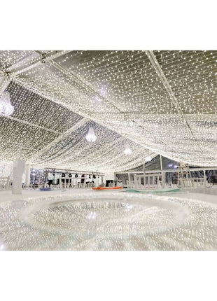 Lichtervorhang 2 × 3m mit 925 Premium-LEDs, Weißes Kabel, Warm Licht, Verbindbar 4M, für Außen