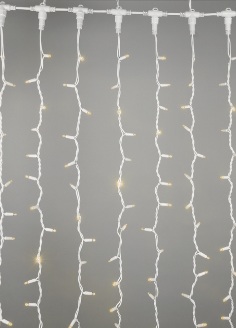 Lichtervorhang 2 × 3m mit 925 Premium-LEDs, Weißes Kabel, Warm Licht, Verbindbar 4M, für Außen