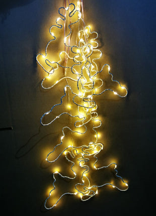 Lichtervorhang 1,8M mit 7 Rentieren und Mini-LEDs, Durchsichtig Kabel, Warm Licht, für Außen