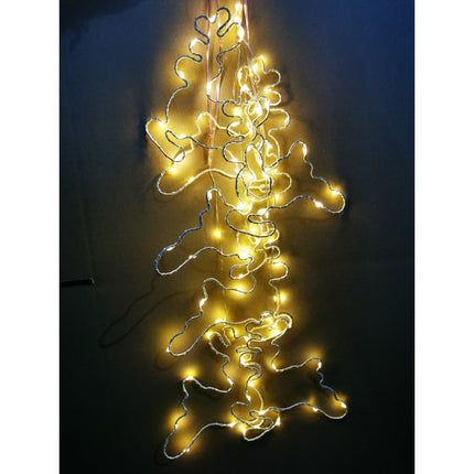 Lichtervorhang 1,8M mit 7 Rentieren und Mini-LEDs, Durchsichtig Kabel, Warm Licht, für Außen