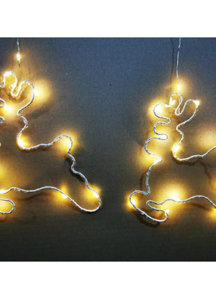 Lichtervorhang 1,8M mit 7 Rentieren und Mini-LEDs, Durchsichtig Kabel, Warm Licht, für Außen