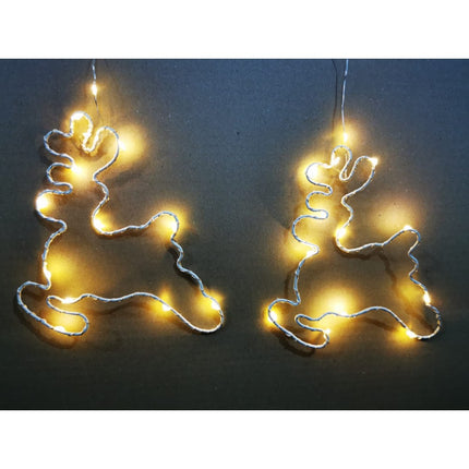 Lichtervorhang 1,8M mit 7 Rentieren und Mini-LEDs, Durchsichtig Kabel, Warm Licht, für Außen