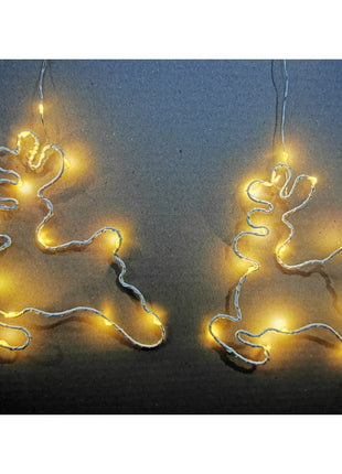 Lichtervorhang 1,8M mit 7 Rentieren und Mini-LEDs, Durchsichtig Kabel, Warm Licht, für Außen