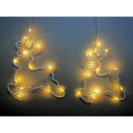 Lichtervorhang 1,8M mit 7 Rentieren und Mini-LEDs, Durchsichtig Kabel, Warm Licht, für Außen