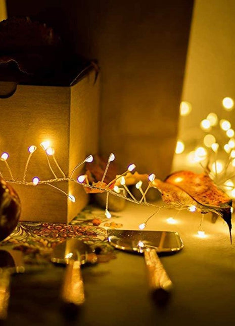 Lichtervorhang 3,5M × 2M Silberdraht und 200 Mini-LEDs, Warm Licht, Strombetrieben