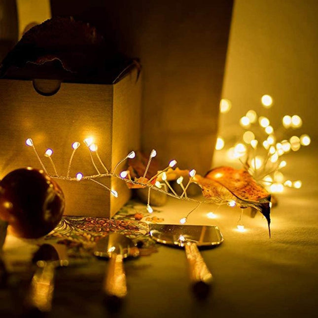Lichtervorhang 3,5M × 2M Silberdraht und 200 Mini-LEDs, Warm Licht, Strombetrieben