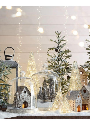 Lichtervorhang 3,5M × 2M Silberdraht und 200 Mini-LEDs, Warm Licht, Strombetrieben