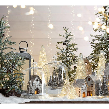 Lichtervorhang 3,5M × 2M Silberdraht und 200 Mini-LEDs, Warm Licht, Strombetrieben