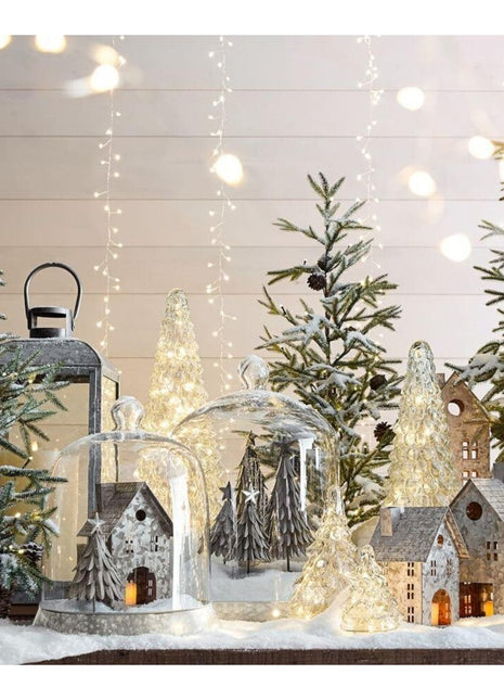 Lichtervorhang 3,5M × 2M Silberdraht und 200 Mini-LEDs, Warm Licht, Strombetrieben