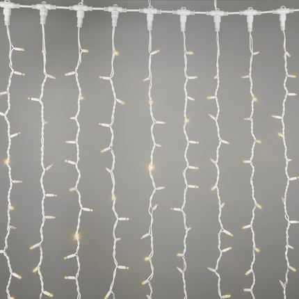 Lichtervorhang 2 × 10M mit 2000 LEDs, Weißes Kabel, Natürliche Licht, Verbindbar 4M, für Außen