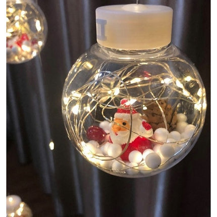 Lichtervorhang 3M mit 10 Kugel mit Weihnachtsmann, Silberkupfer Draht, Warm Licht, Batteriebetrieben