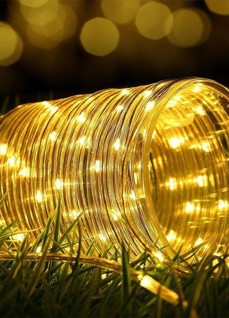 Lichterschlauch 20M mit 200 LEDs, Strombetrieben, Warm Licht, für Außen