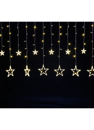 Lichtervorhang 2,5M mit 12 Sternen mit 128 LEDs, Warm Licht, Verbindbar 12,5M für Außen