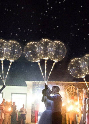 5er-Set LED-Ballons, leuchtende klare Ballons Ø 50,8 cm, mit 3 m Lichterkette, Warm Licht, Batteriebetrieben