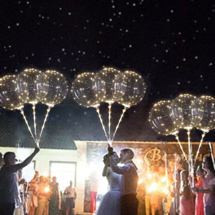 5er-Set LED-Ballons, leuchtende klare Ballons Ø 50,8 cm, mit 3 m Lichterkette, Warm Licht, Batteriebetrieben