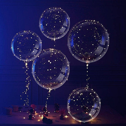5er-Set LED-Ballons, leuchtende klare Ballons Ø 50,8 cm, mit 3 m Lichterkette, Warm Licht, Batteriebetrieben