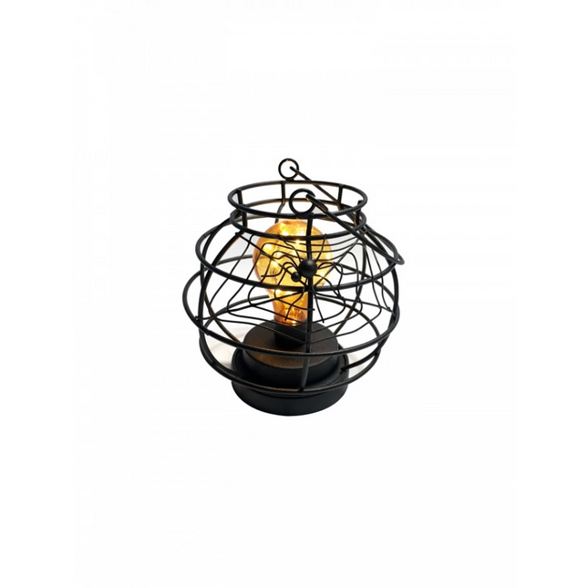 Spinnen Tischlampe mit Glühbirne und Mini-LEDs, Warmes Licht, mit Batterien