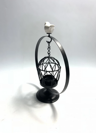 Metallkäfig-Laterne mit LED-Leuchte, Warmes Licht mit Batterien