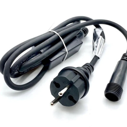 Schwarzes Netzkabel 1,5 m mit Stecker 230 V, max. 480 W, Schutzart IP67