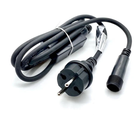 Schwarzes Netzkabel 1,5 m mit Stecker 230 V, max. 480 W, Schutzart IP67