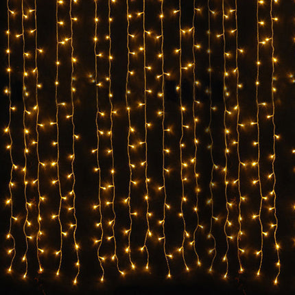 Lichtervorhang 2 × 3M mit 925 Premium-LEDs, Schwarzes Kabel, Warm Licht, Verbindbar 4M, für Außen