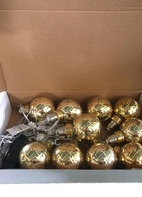 Party Lichterkette 3,6M mit 10 Großen Lampen mit 100 Mini-LEDs, Durchsichtig Kabel, Warm Licht, Strombetrieben, für Außen