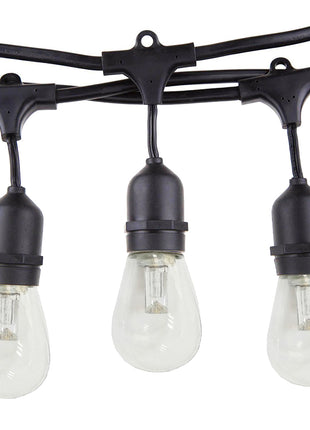 Lichterkette 10M mit 20 Pendel LED-Birnen, E27, 2W, Kunststoff, Dimmbar, Schwarzes Kabel, Verbindbar 250M, für Außen