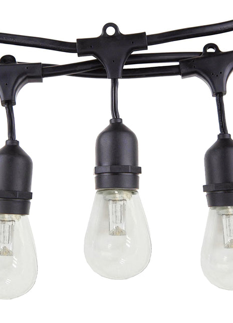 Lichterkette 10M mit 20 Pendel LED-Birnen, E27, 2W, Kunststoff, Dimmbar, Schwarzes Kabel, Verbindbar 250M, für Außen