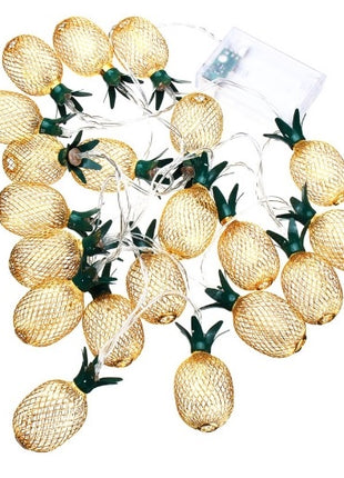 Dekorative Lichterkette 4M mit 20 Golden Förmchen Ananas mit LEDs, Warm Licht, Batteriebetrieben