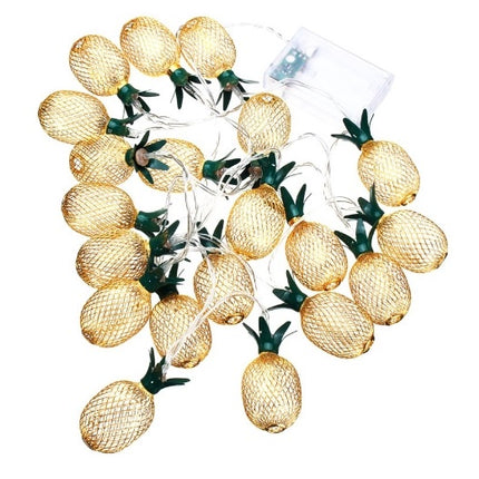 Dekorative Lichterkette 4M mit 20 Golden Förmchen Ananas mit LEDs, Warm Licht, Batteriebetrieben