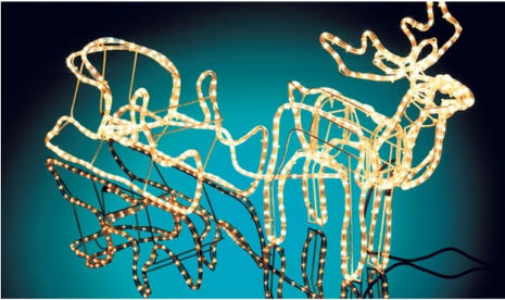 LED Lichtschlauch Dekoration mit Ren und Schlitten, Warm Licht, für Außen