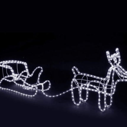 LED Lichtschlauch Dekoration mit Ren und Schlitten, Warm Licht, für Außen