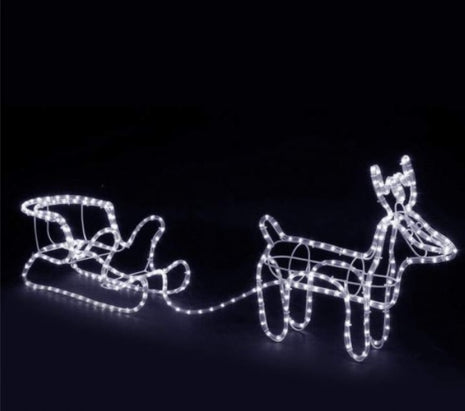 LED Lichtschlauch Dekoration mit Ren und Schlitten, Warm Licht, für Außen