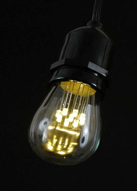 Leuchtmittel mit 9 LEDs Filament S14, E27, 1W, Kunststoff, Sehr Warm Licht, für Außen