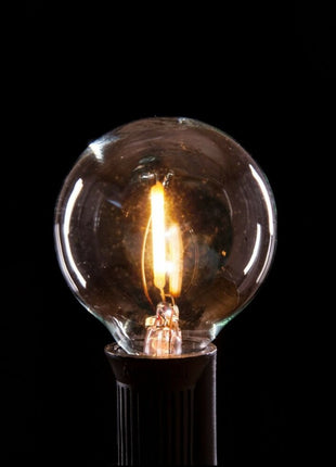 Lichterkette 5M mit 20 LED-Lampen Filament ''I'', E14, 0.5W, Schwarzes Kabel, Verbindbar 250M, für Außen