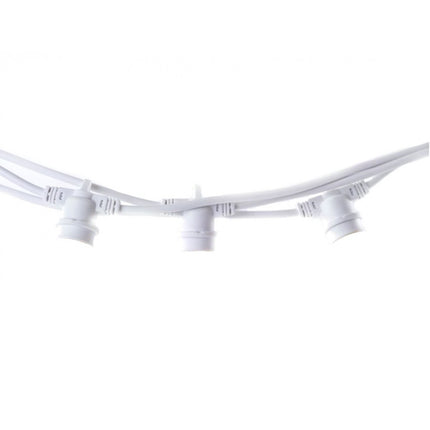 Kabel 5M mit 10 Fassungen E27, Weißes Kabel, Verbindbar max. 1000W,  für Außen