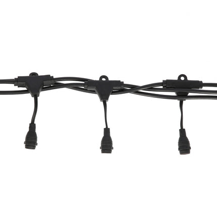Lichterkette mit Pendel 10M mit 25 Glühlampen E12 7W, Dimmbar, Schwarzes Kabel, Warm Licht, Verbindbar 40M, für Außen