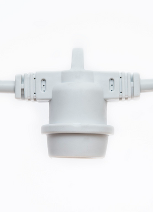 Kabel 15M mit 24 Fassungen E27, Weißes Kabel, Verbindbar max. 700W, für Außen