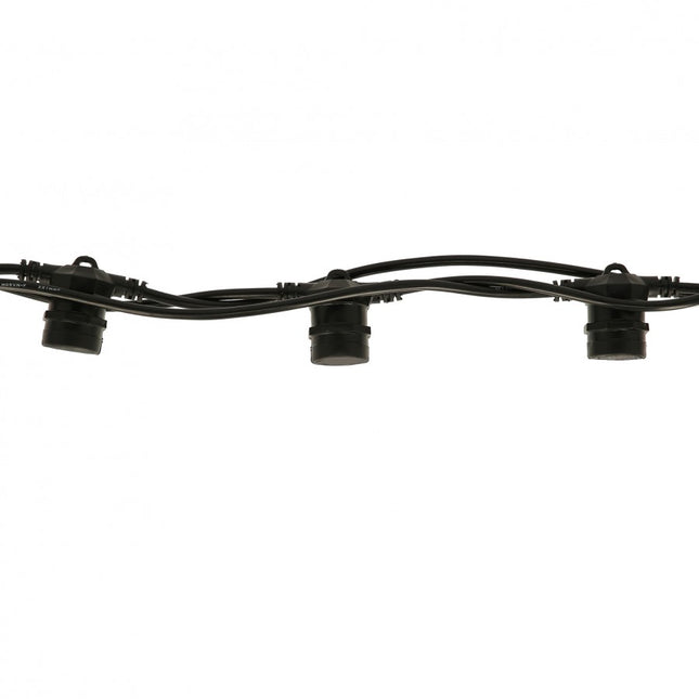 Kabel 10M mit 10 Fassungen E27, Schwarzes Kabel 2 x 1.5mm², Verbindbar max. 2000W, für Außen