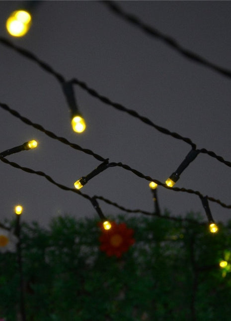 Schwarzes Lichterkette 10M mit 100 LEDs, Warm Licht, Verbindbar 200M, für Außen