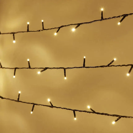 Lichterkette 200M mit 1000 LEDs, Schwarzes Kabel, Warm Licht, für Außen