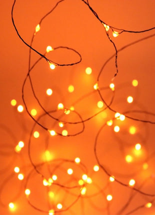 Schwarz-Kupferdraht Lichterkette 10M mit 100 Mini-LEDs, Oranges Licht, für Außen