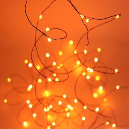 Schwarz-Kupferdraht Lichterkette 10M mit 100 Mini-LEDs, Oranges Licht, für Außen