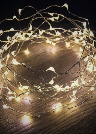 Schwarz-Kupferdraht Lichterkette 10M mit 100 Mini-LEDs, Oranges Licht, für Außen