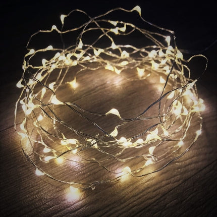 Schwarz-Kupferdraht Lichterkette 10M mit 100 Mini-LEDs, Oranges Licht, für Außen