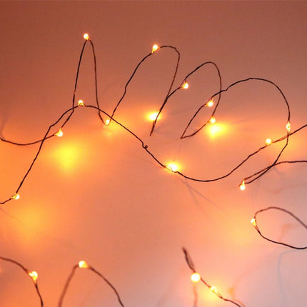 Schwarz-Kupferdraht Lichterkette 10M mit 100 Mini-LEDs, Oranges Licht, für Außen